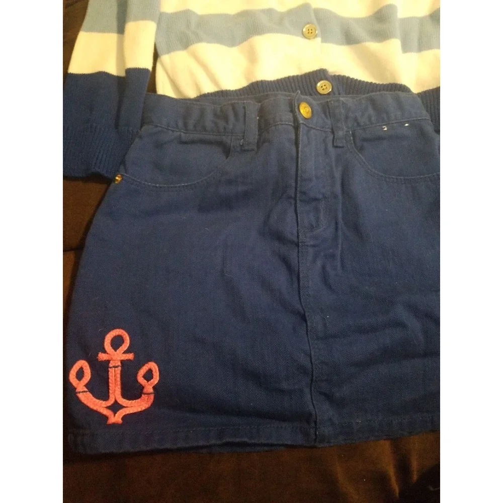Gymboree‎ stripes and anchors M 7 8 outfit sweater skort